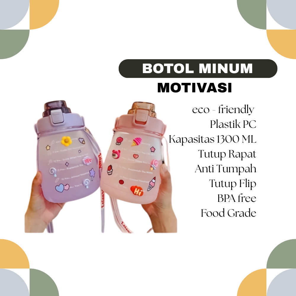 Botol Minum Viral - Botol Air Minum Motivasi 1,3 L Gradasi Gradient Rainbow