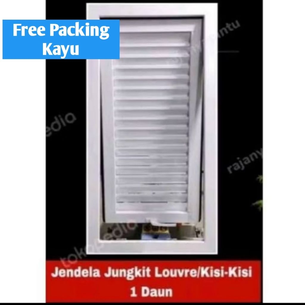 Jendela Aluminium Buka jungkit Kisi kisi Uk. 50 x 100 Free packing kayu