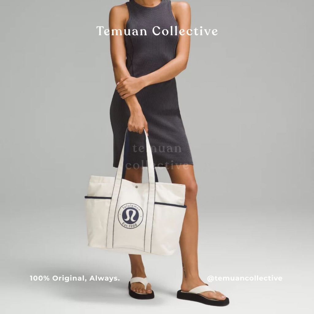 Lululemon Daily Multi-Pocket Canvas Tote Bag 20L – Spacious Shoulder Tote with Logo | Multiple Compa