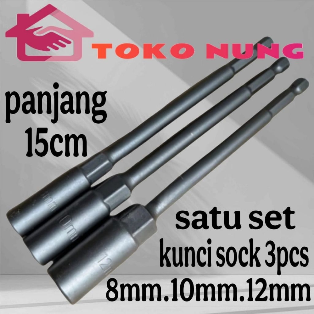 KUNCI SHOCK IMPACT WRENCH PANJANG 8/10/12mm MATA ROOFING PANJANG MOTOR CVT MATA OBENG SHOCK PANJANG