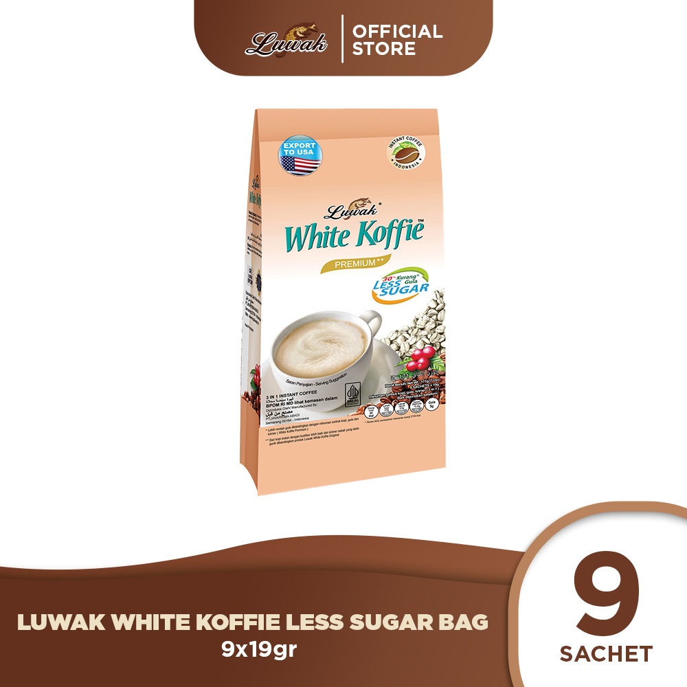 

Kopi Luwak White Koffie Less Sugar Bag 9x19gr