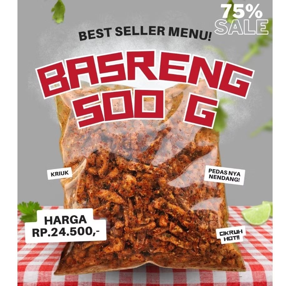 

500g Basreng Pedas Daun Jeruk Original Murah 20rb Sultan Sajodo Bandung Snack Grosir Cemilan Ngabret