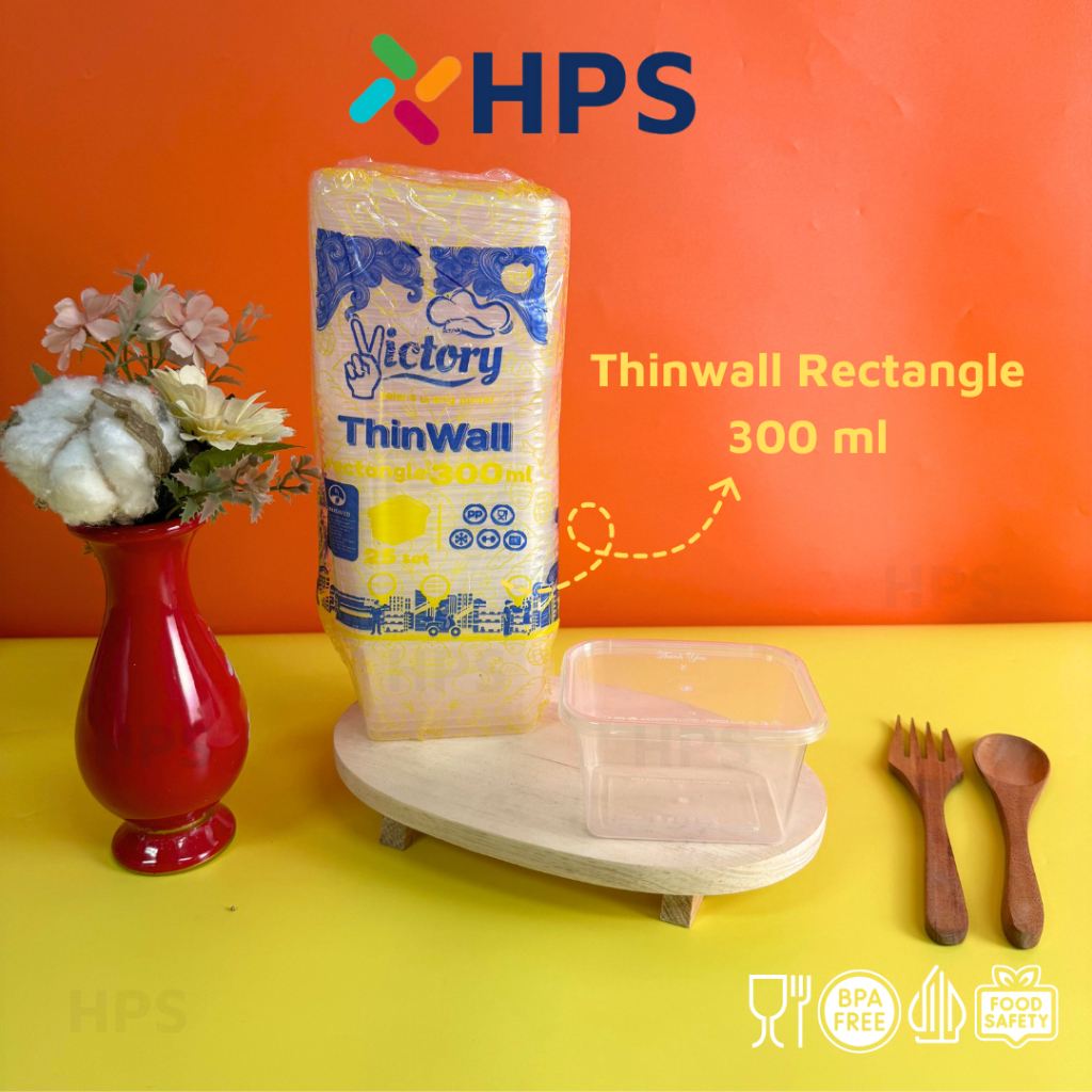 Thinwall 300 ml PERSEGI PANJANG Food Container  Rectangle Plastik Take Away Kecil Mika Plastik