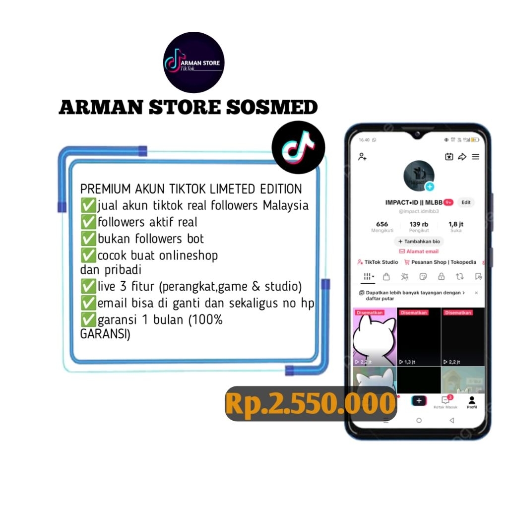 AKUN TIKTOK MALAYSIA 130K FOLLOWERS AKTIF