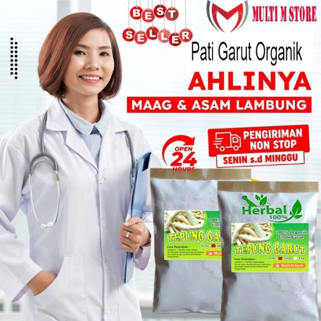 

500 Gram Tepung Pati Garut Kualitas NO 1 | Tepung Garut Murni | Obat Maag Dan Asam Lambung