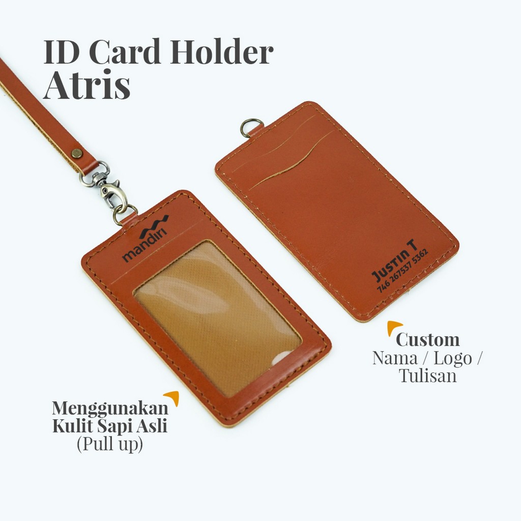 

Name Tag Id Card Atris - Id Card Holder Kulit Sapi Asli Bisa Grafir Nama