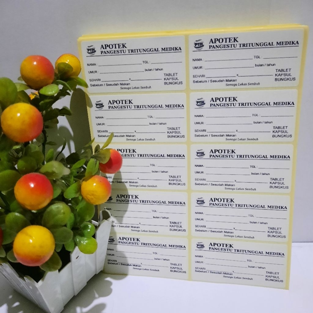 

Label / Etiket Obat Tablet