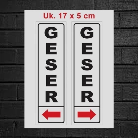 

STIKER PINTU GESER KANAN KIRI. SIGN RAMBU K3 SAFETY 17 X 5 CM READY STOK