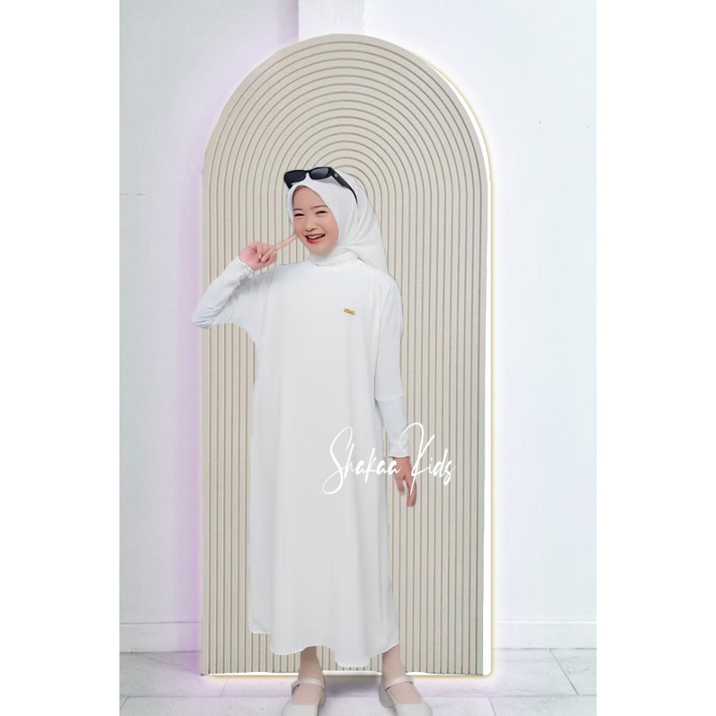 GAMIS ABAYA  TURKI PUTIH ANAK PEREMPUAN  BATWING GAMIS MANASIK HAJI  DRES MODEL TERBARU 5 SAMPE 13 T