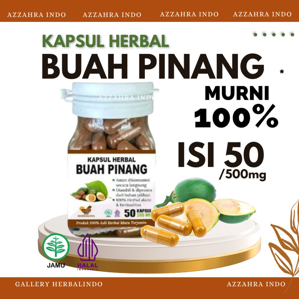 

Kapsul Buah Pinang Murni Serbuk asli tanpa campuran isi 50 kapsul