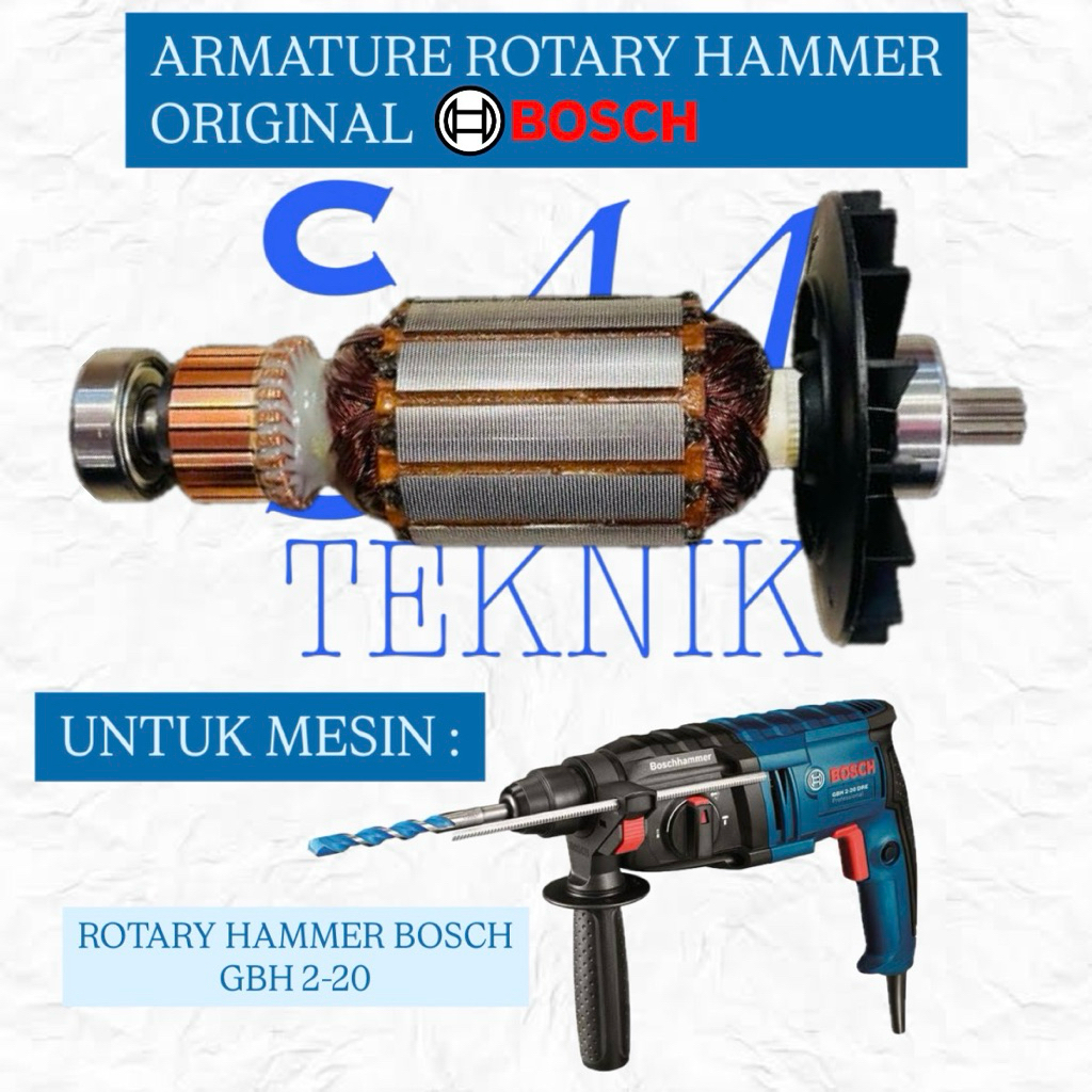 ARMATURE ANGKER MESIN BOR BOBOK BETON BOSCH GBH 2-20 ORIGINAL ARMATURE ROTARY HAMMER BOSCH GBH2-20 O