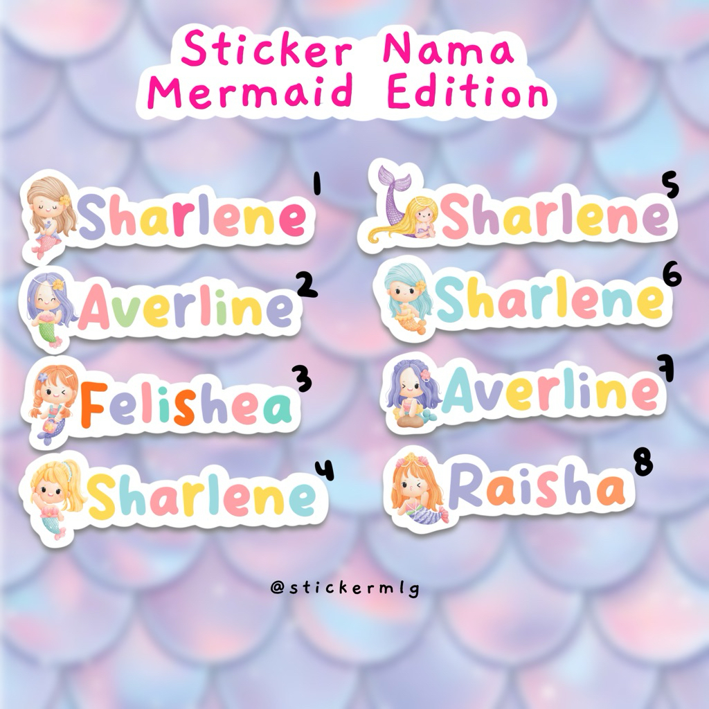 

STICKER LABEL NAMA PALETTE MERMAID EDITION cute custom