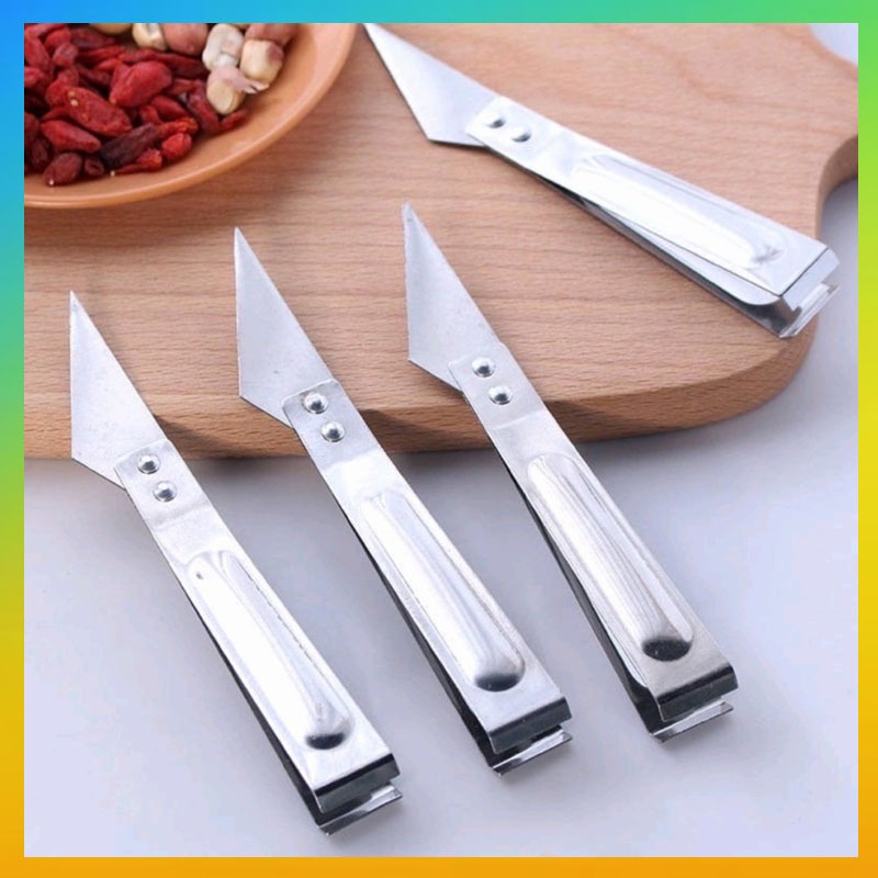 Alat Pencabut Bulu Ayam 2In1 Stainless Pinset Pencabut Bulu Ayam Tulang Ikan Pisau Dapur Pembersih B