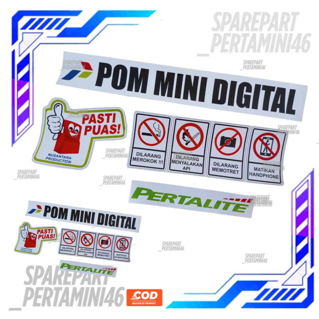 Set Stiker 1 Nozzle Pom Mini digital Pertamini Pertalite
