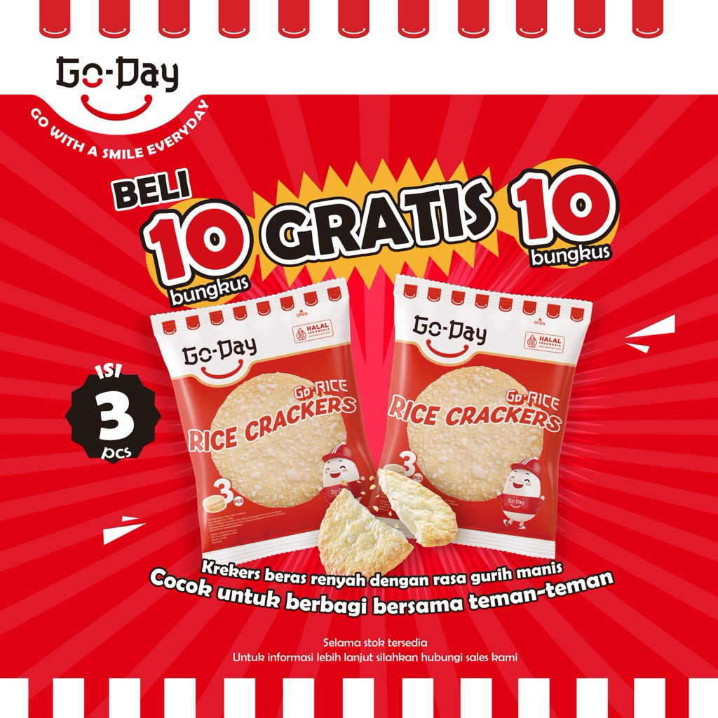 

Classica2106 Go-Day Go-Rice Krekers Beras Isi 10/ 15/ 20/ 25/ 30/ 35/ 40/ 48 Bungkus