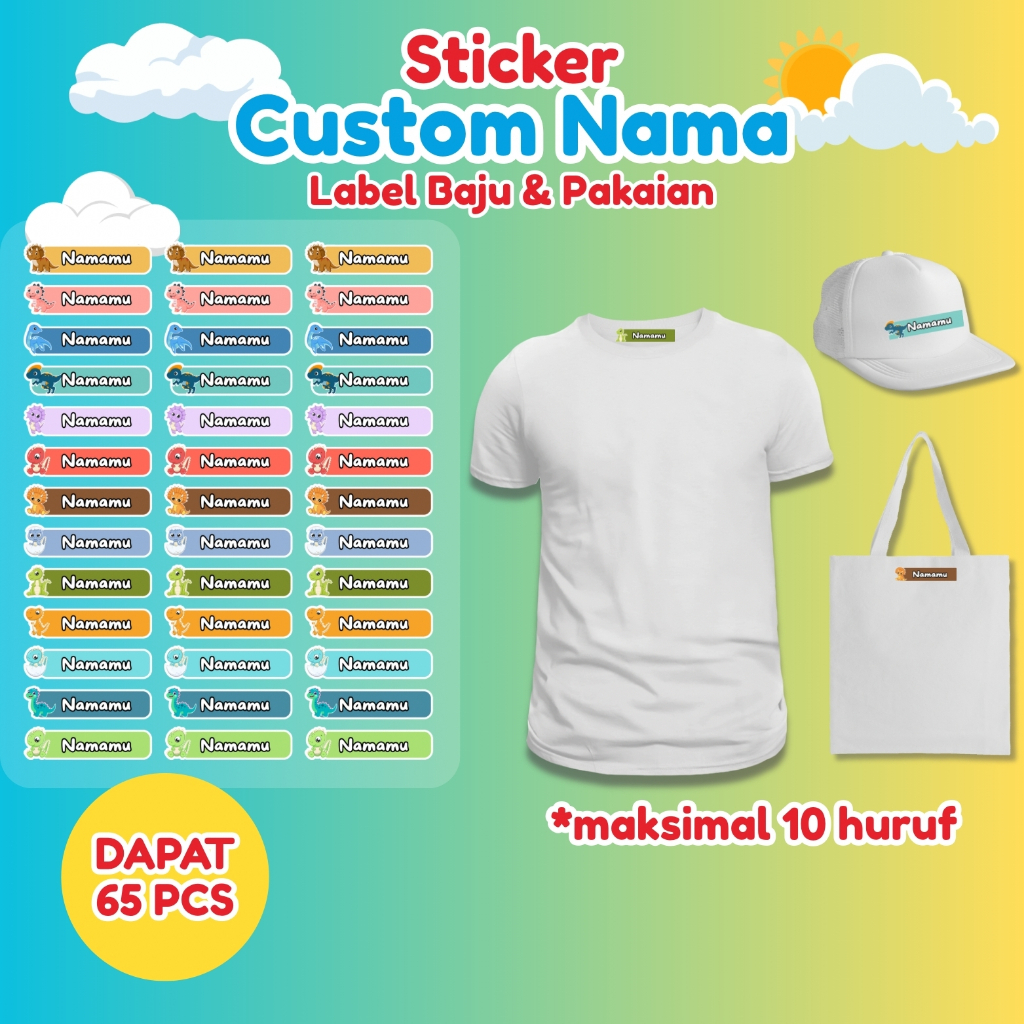

Stiker Kain Custom 65 PCS Stiker Label Nama Kain Baju Anak Sablon Setrika sticker aesthetic custom