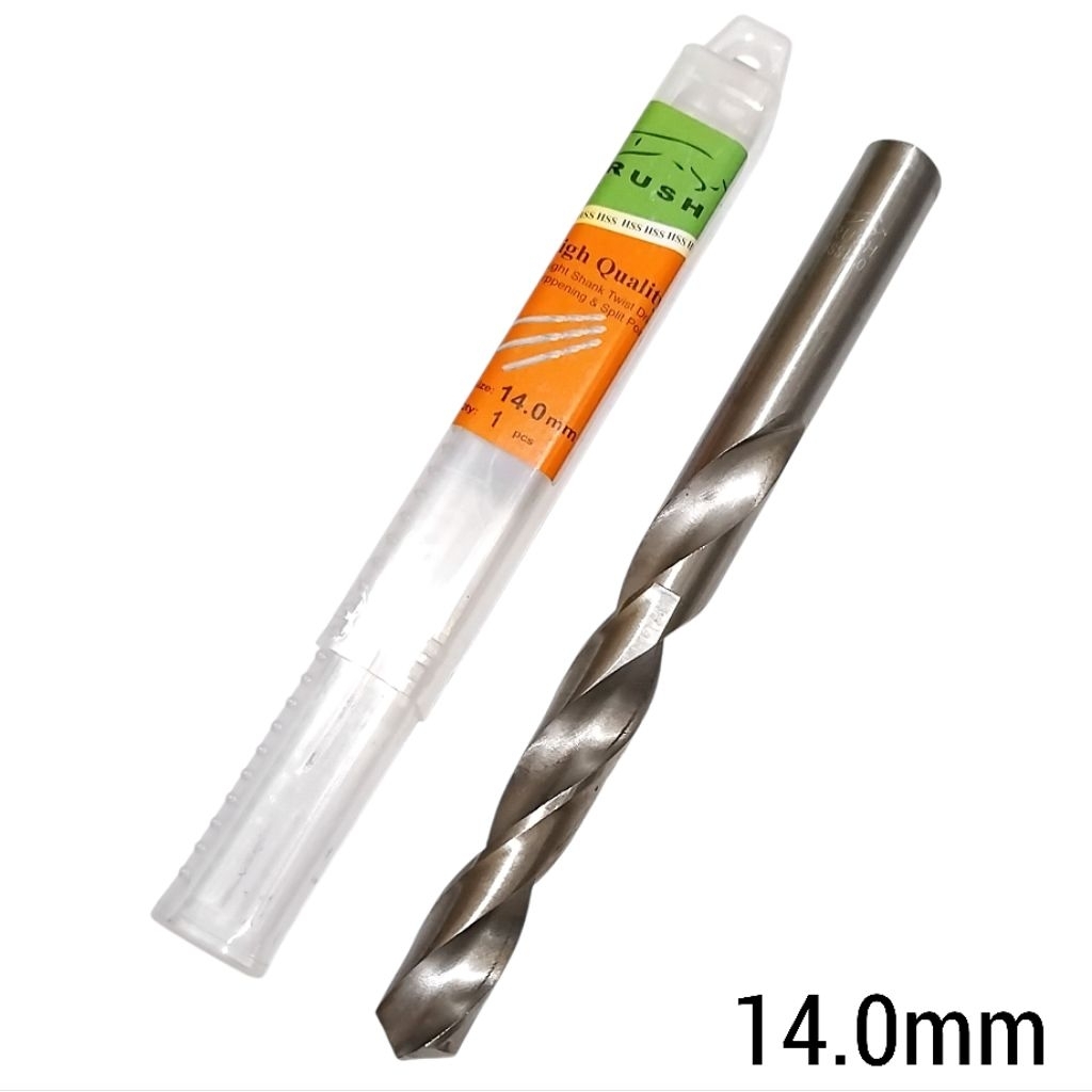 drill mata bor 14mm RUSH mata bor besi almunium non steel kayu 14.0 mm hss baru