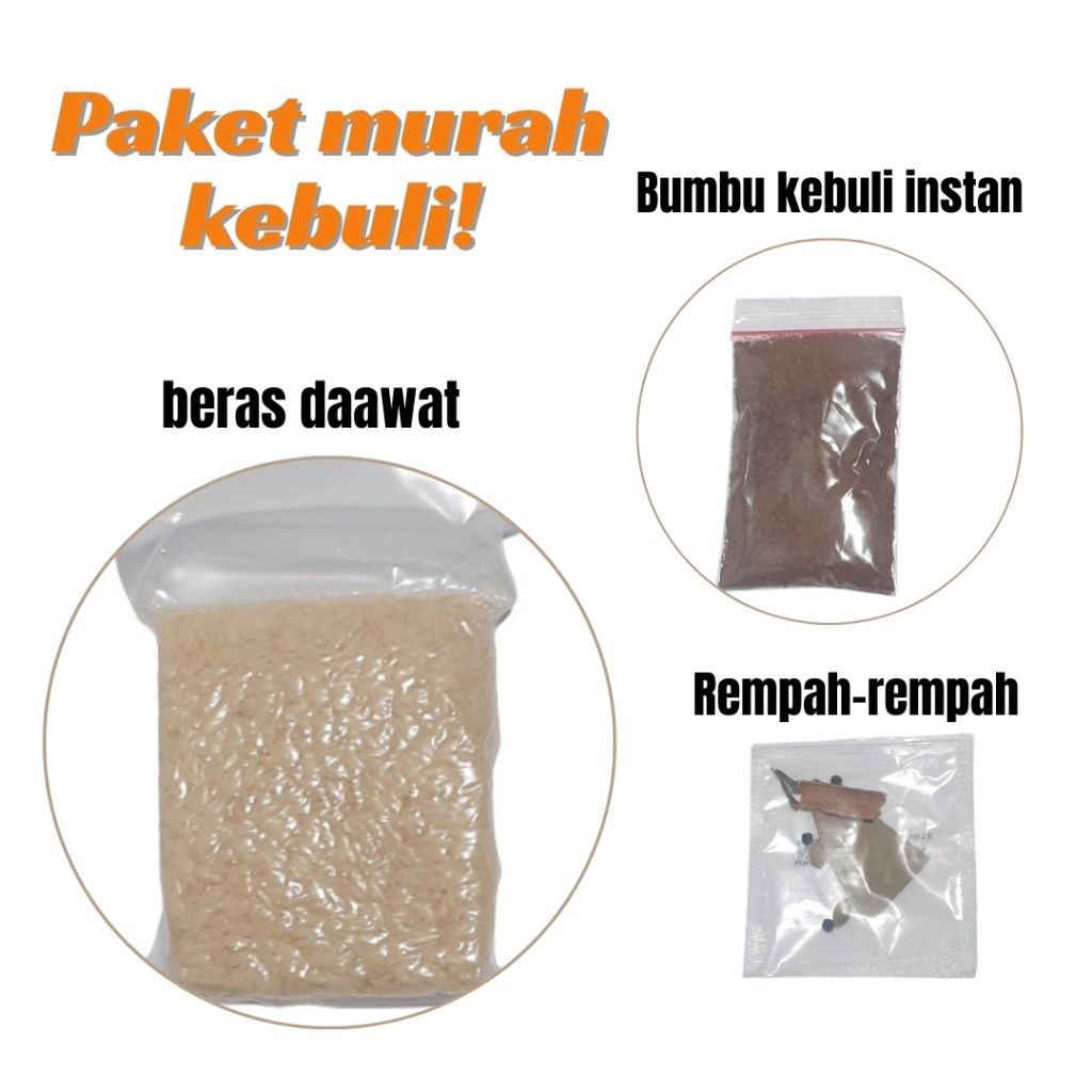 

Paket murah kebuli beras basmati daawat lengkap bumbu instan dan rempah free buku panduan masak