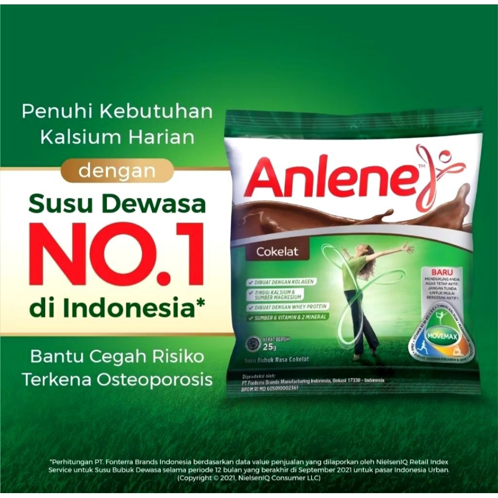 

Anlene Cokelat 20gr.Susu Bubuk dewasa.Per - Sachet