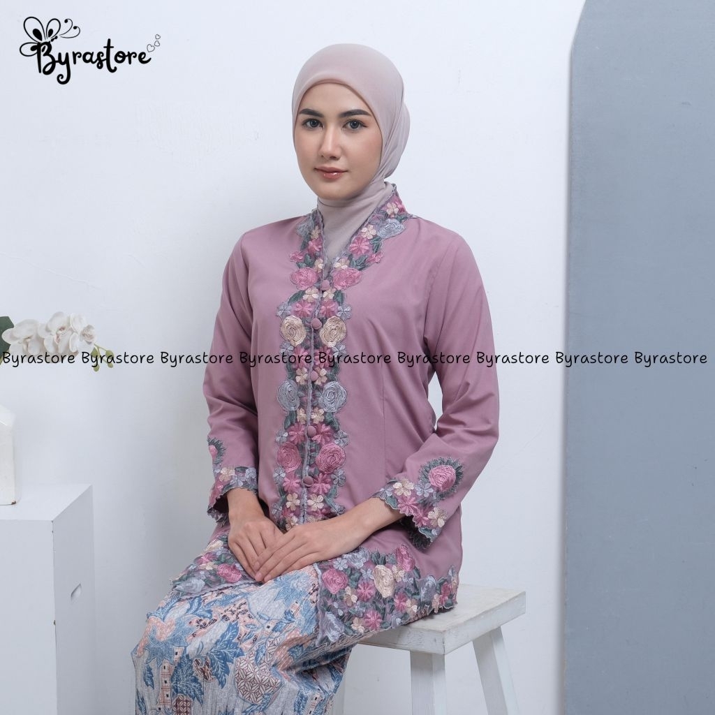 Kebaya Encim Dewasa Bordir Warna Motif Bunga Tangan Panjang Katun Micro Kebaya Bordir Modern