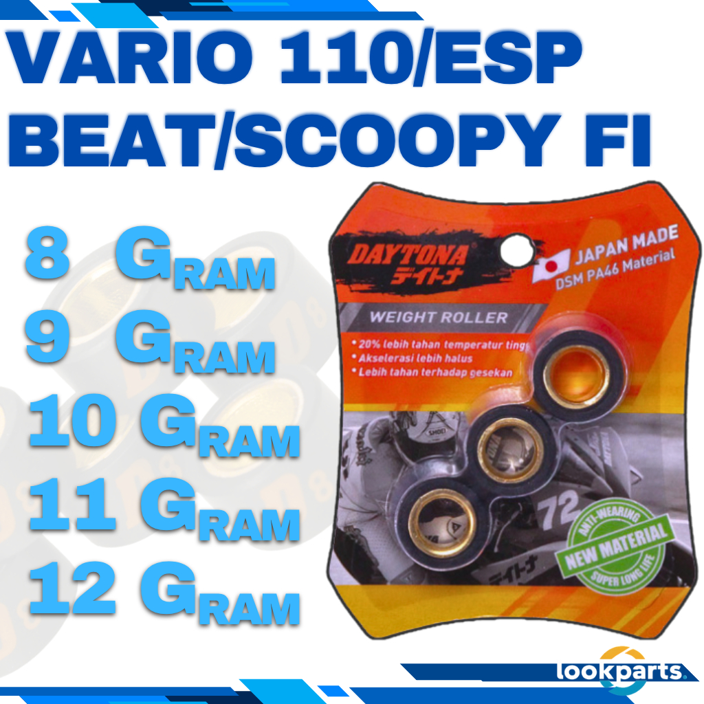 Roller Daytona  Vario 110 NewVario ESP Beat FI Scoopy Fi 8 Gram 9 Gram 10 Gram 11 Gram 12 Gram 13 Gr
