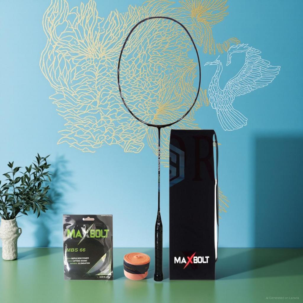 Raket Badminton Maxbolt Black Woven Limited Edition 35Lbs Raket Maxbolt Black Woven Original