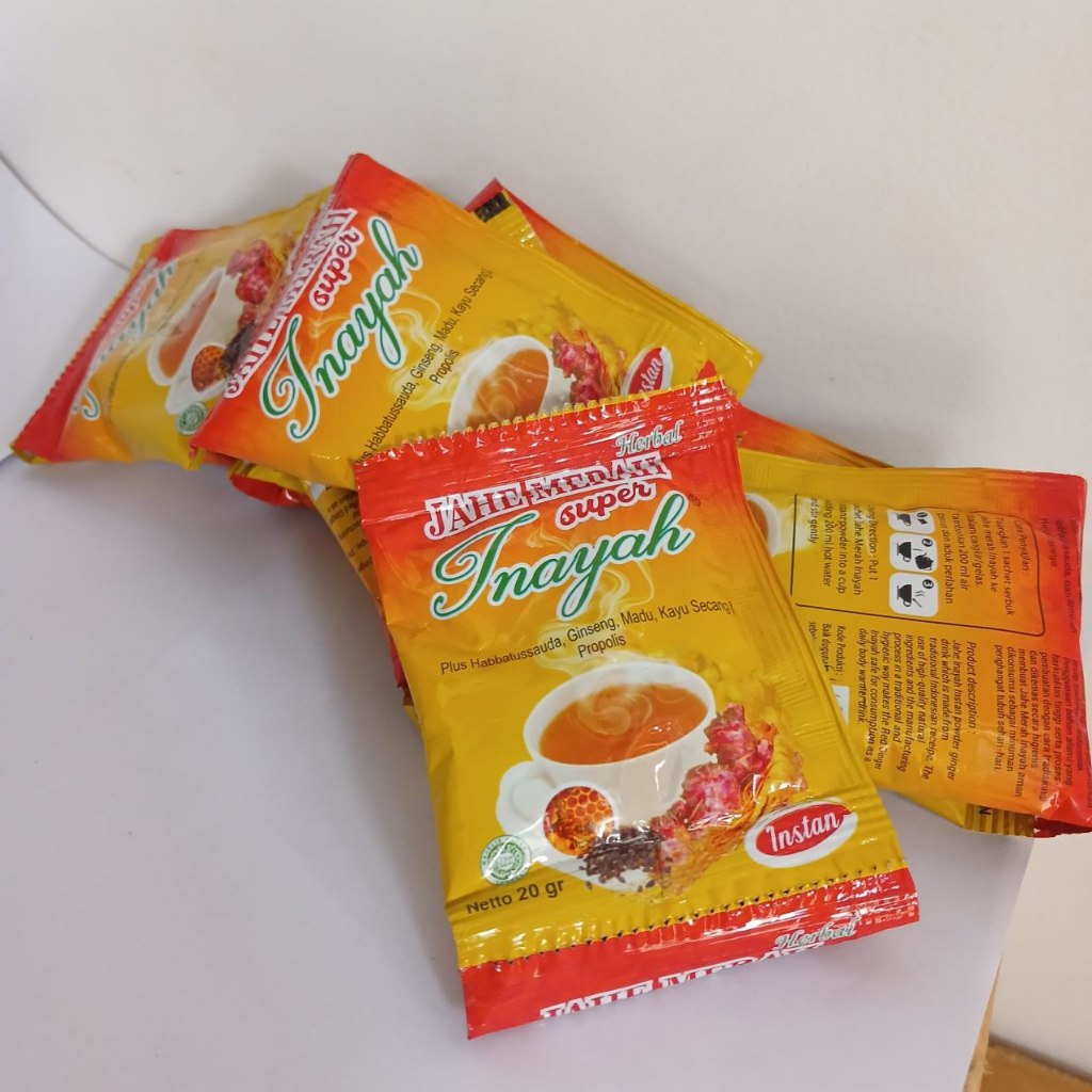 

Jahe Merah Super Plus Habbatussauda Inayah Instan 100% Original Isi 1 Renceng 12 Sachet