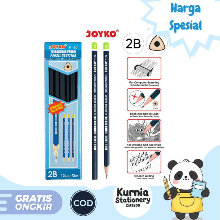 

Joyko Pencil P-90 Pensil Segitiga 1 Box Isi 12pcs