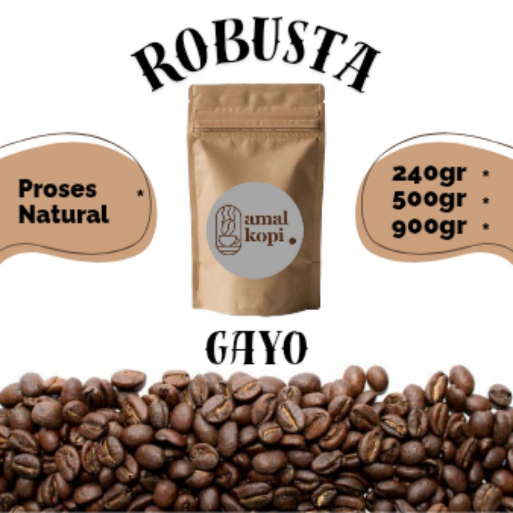 

Amal Kopi, Kopi Robusta Gayo - Biji Sangrai atau Bubuk.