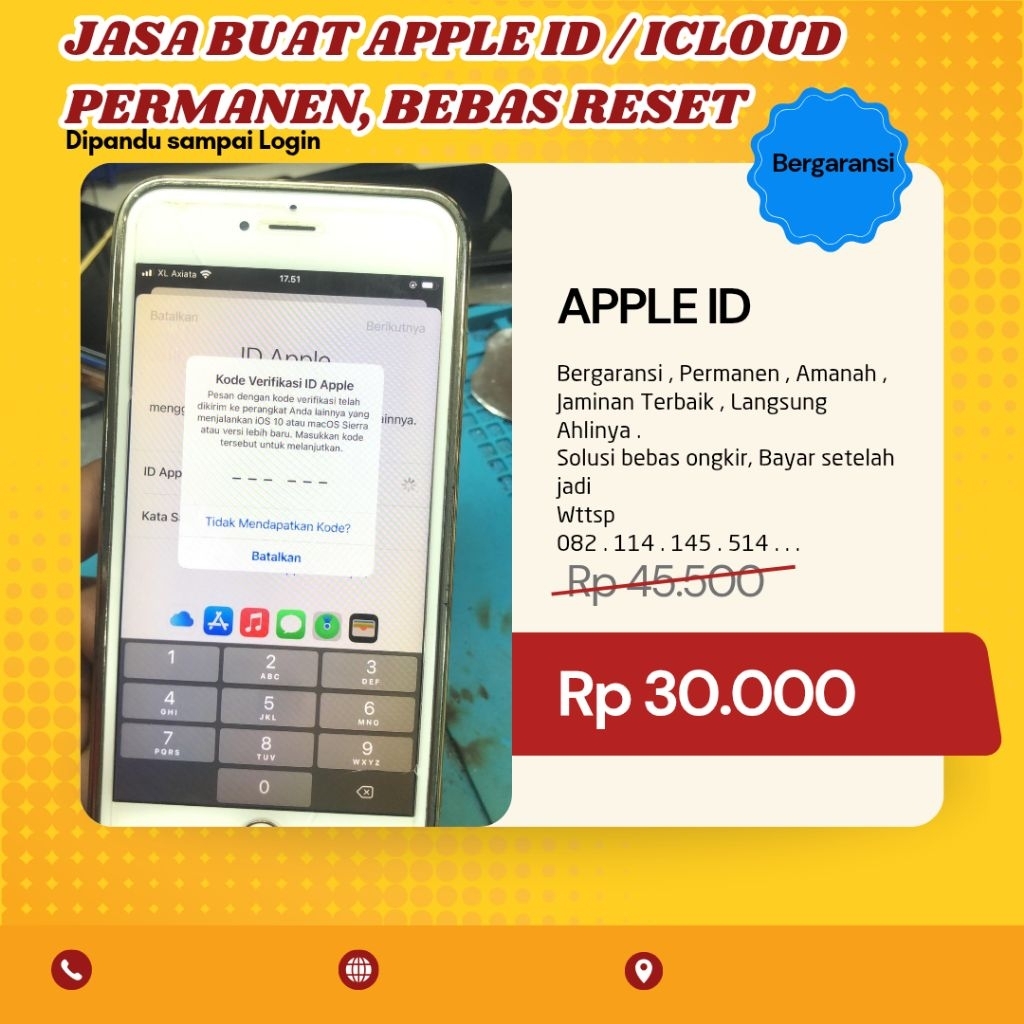 Jasa bikin apple id buat icloud garansi permanen BEBAS GANTI PASWORD