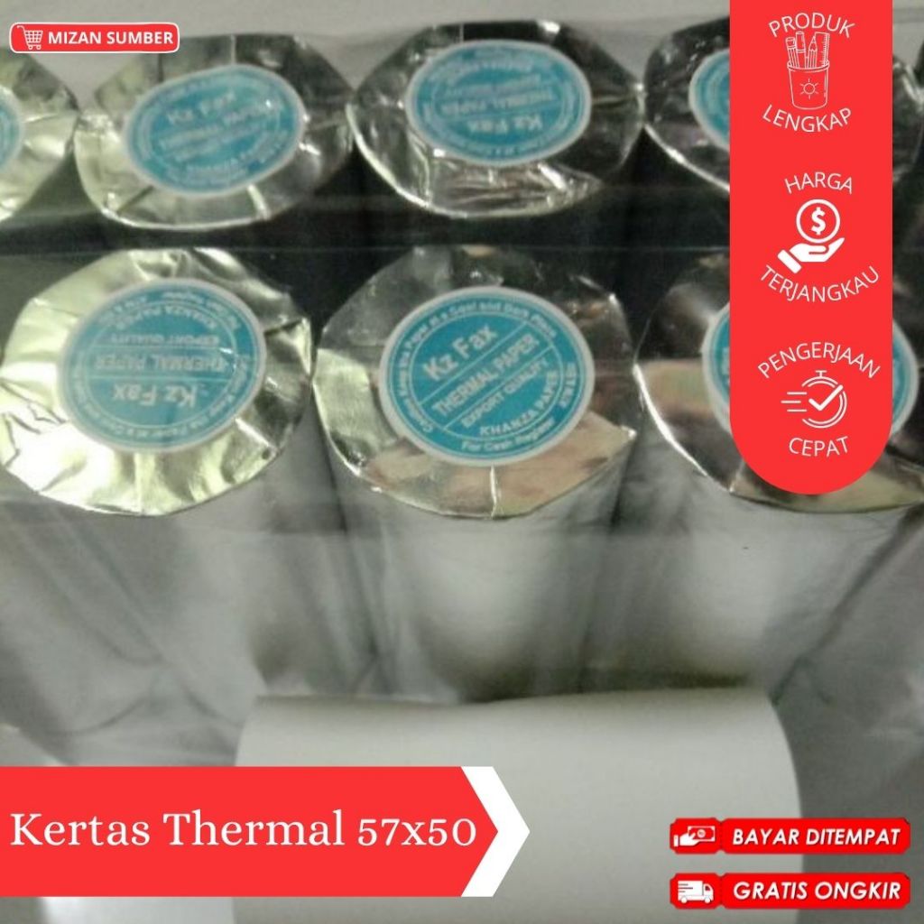 

KERTAS THERMAL 57 X 50 / THERMAL PAPER / KERTAS STRUK / KERTAS EDC / KERTAS KASIR / BISA COD / FREE ONGKIR