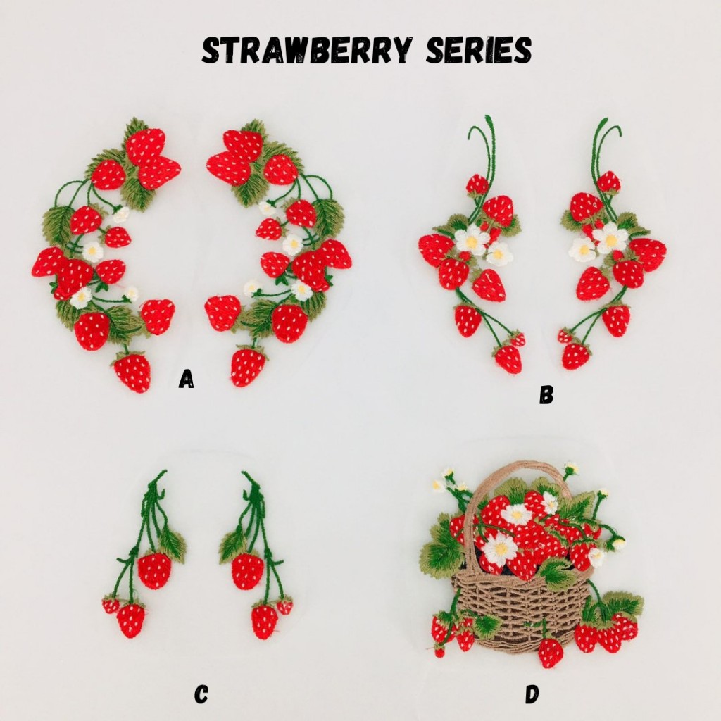 1Pasang Bordir Jahit Patch Buah Strawberry Motif Strawberry series