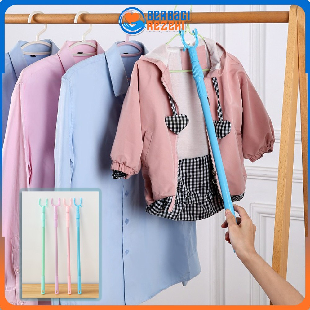 EC Tongkat Pengait Jemuran Bisa Setel Panjang Pendek / Galah Hanger Gantungan Baju Display Toko / To