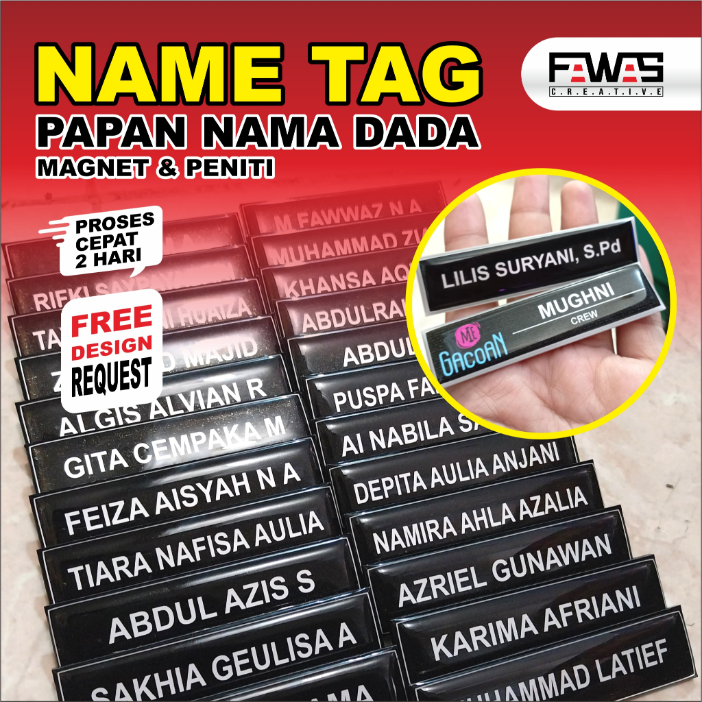 

NAME TAG / PAPAN NAMA DADA / AKRILIK / KUNINGAN
