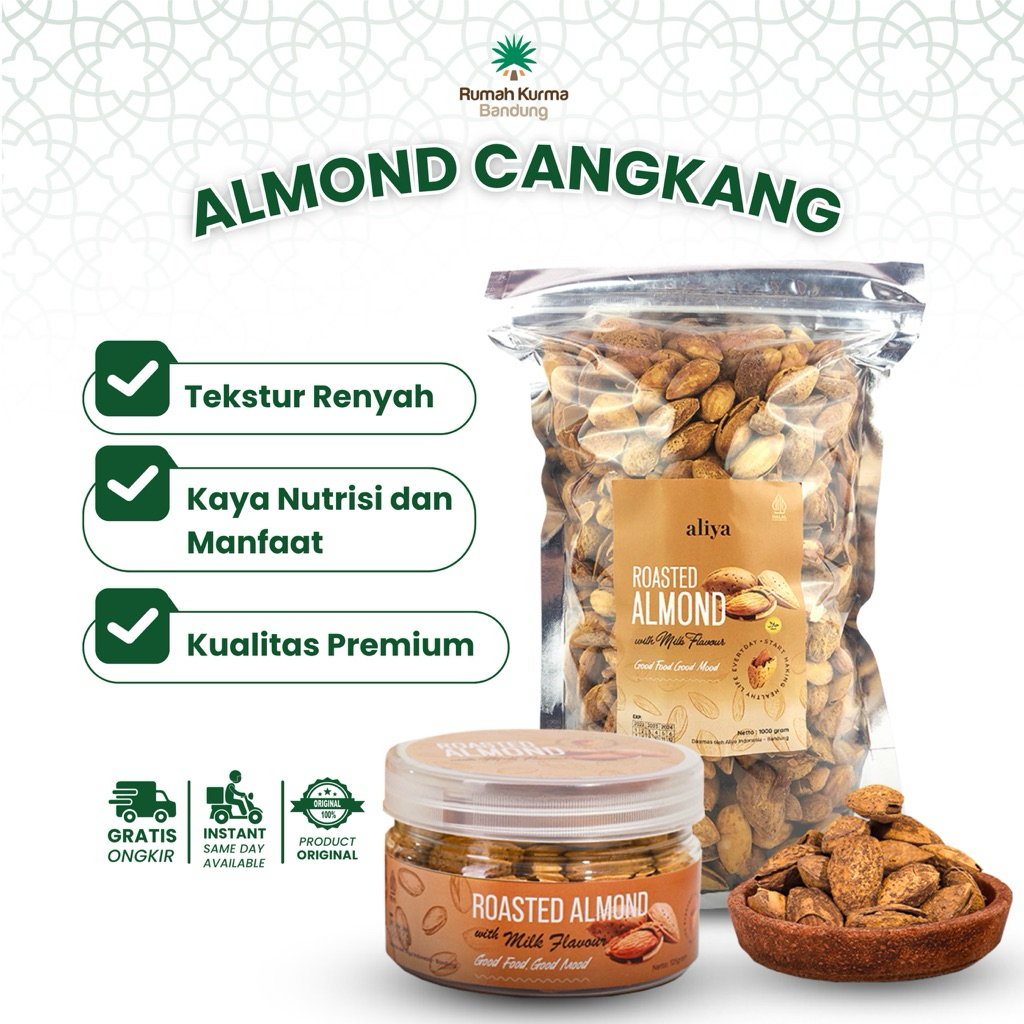

Kacang Almond Cangkang Panggang Rasa Susu Butter Milk 500 Gram Utuh Premium Aliya