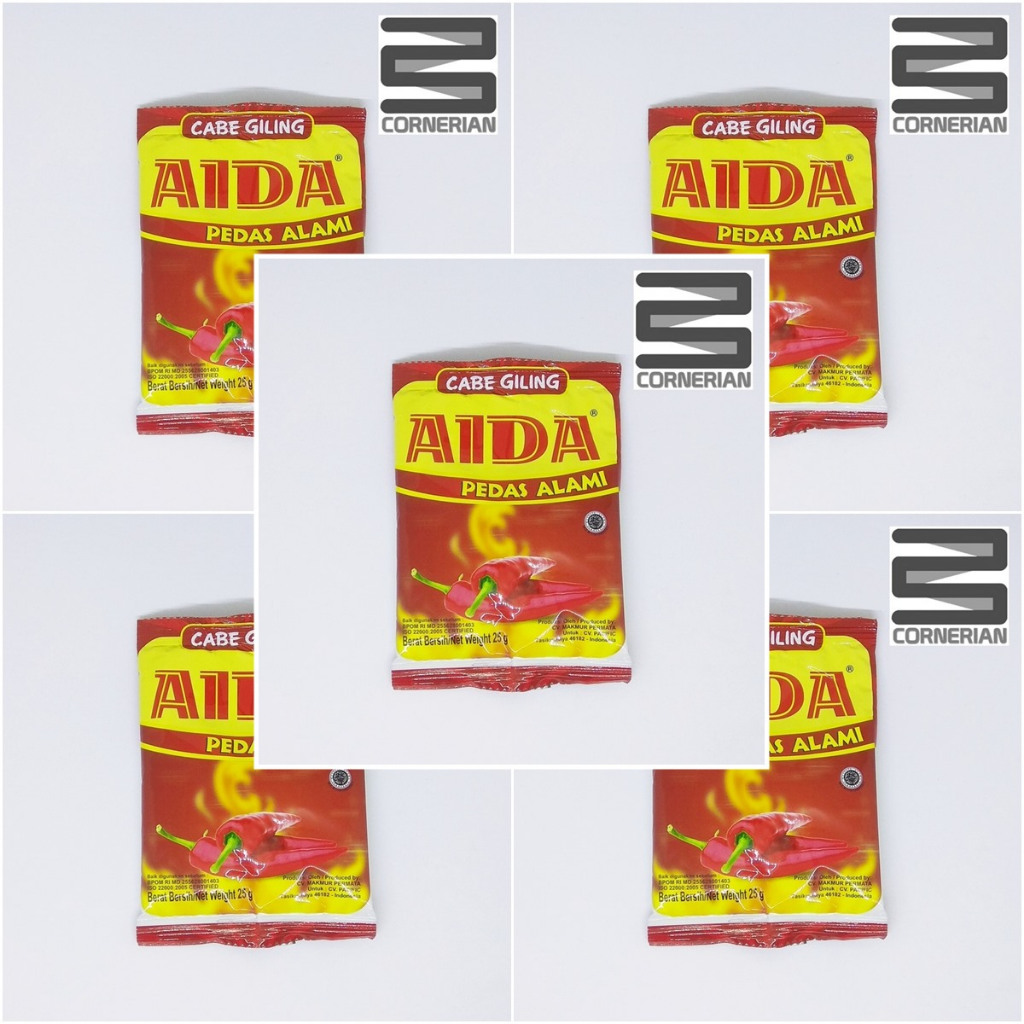 

[ CORNERIAN ] Cabe Giling Aida Sachet 25 Gram 5 pcs Pedas Alami Bubuk Halal MUI Bersih Asli Bumbu Cimol