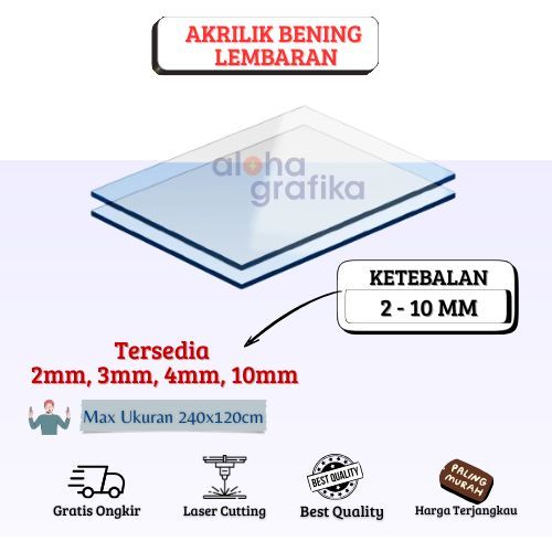

Akrilik Bening 2, 3, 4, 5, 10 mm / Akrilik Lembaran / Acrylic Custom Ukuran Laser Cutting