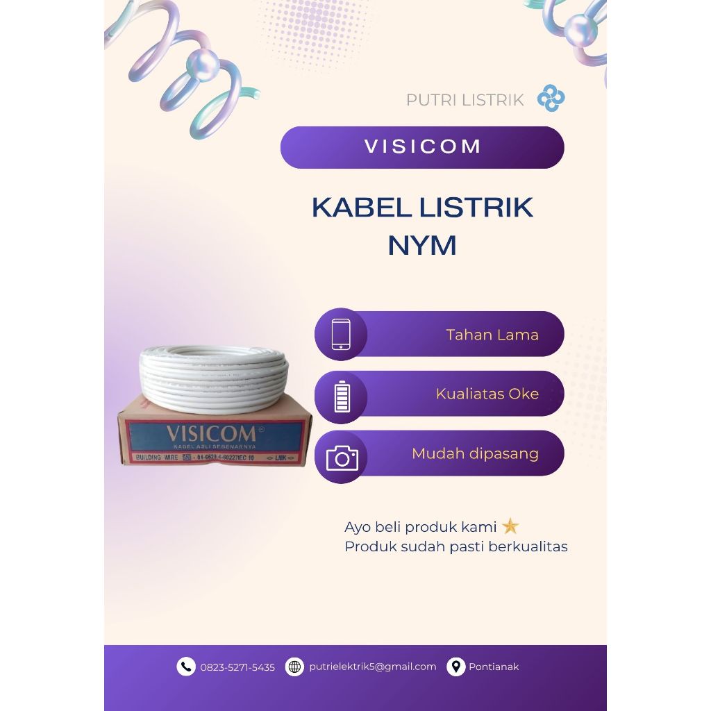 KABEL LISTRIK NYM VISICOM SNI PANJANG 50METER