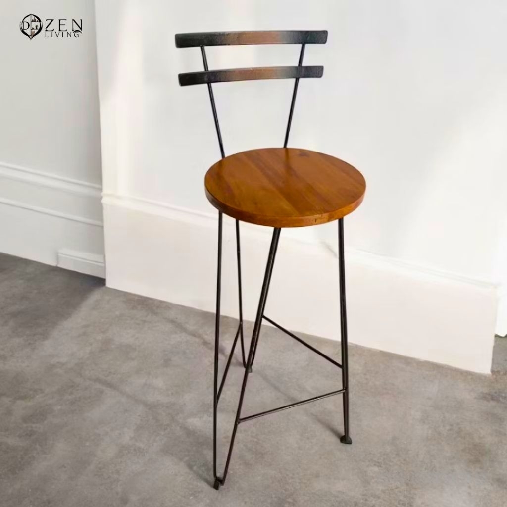 Kursi Kafe / Kursi Teras Minimalis Besi & Kayu Jati Belanda – Custom Handmade