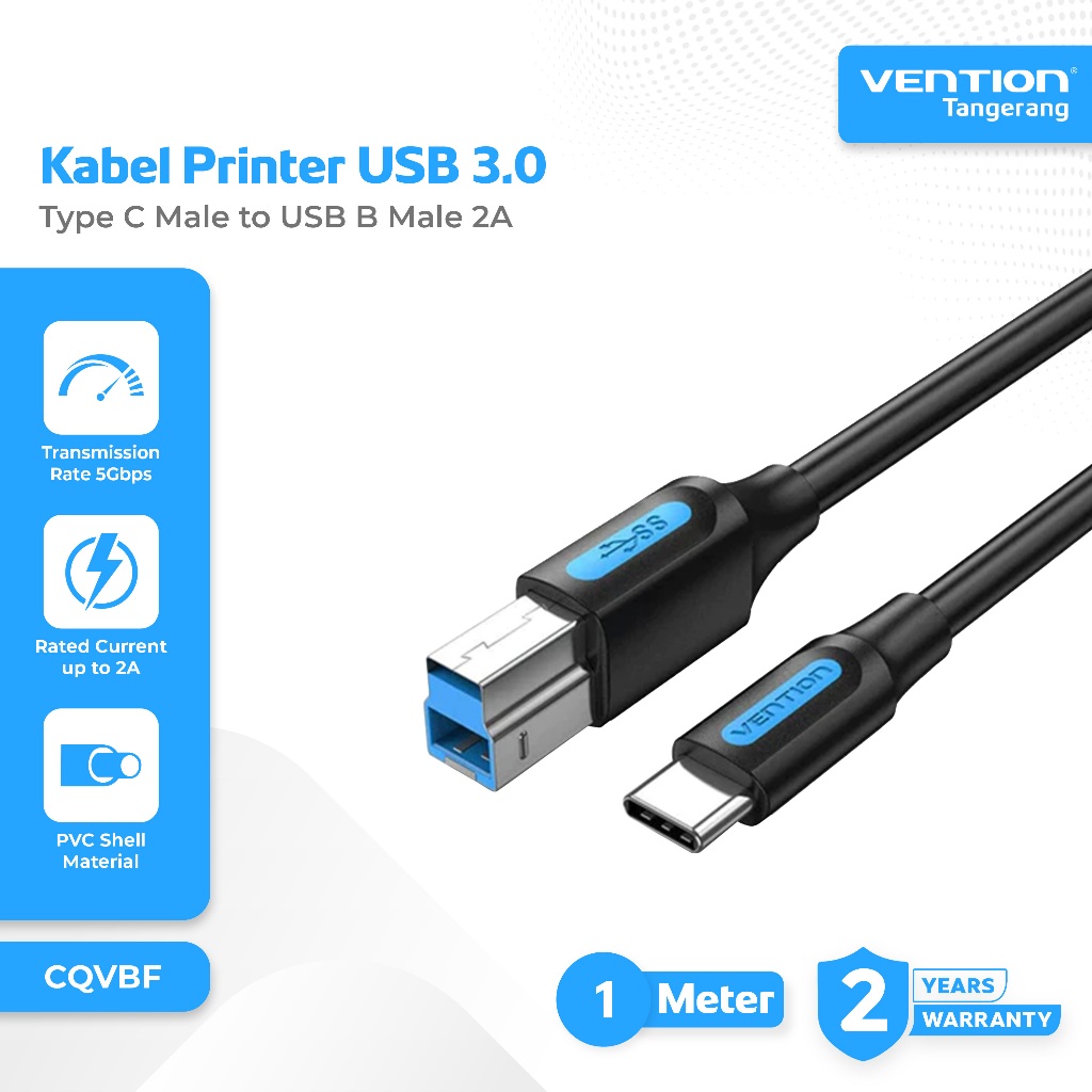 Vention Kabel Printer USB 3.0 Type C Male to USB B Male 2A Cable For Printer Cable/HDD Case Enclosur