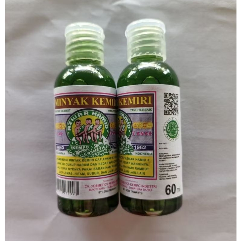 Minyak Kemiri Cap 3 Anak 60ml Azwar Hamid - botol plastik