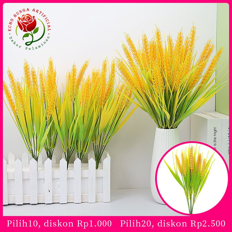 Bunga Hias Plastik Dekorasi Padi Kering Artificial Bunga Kering Hias Dekorasi Buket Dried Flower Whe