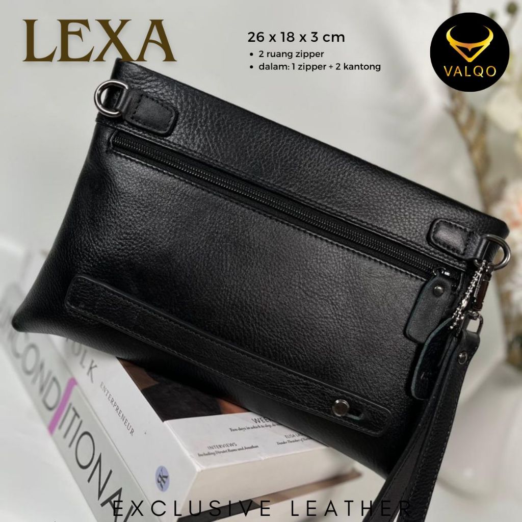 VALQO LEXA Clutch kulit Sapi Motif Batik Pouch Kulit Handbag Wanita Pria Tas Tangan