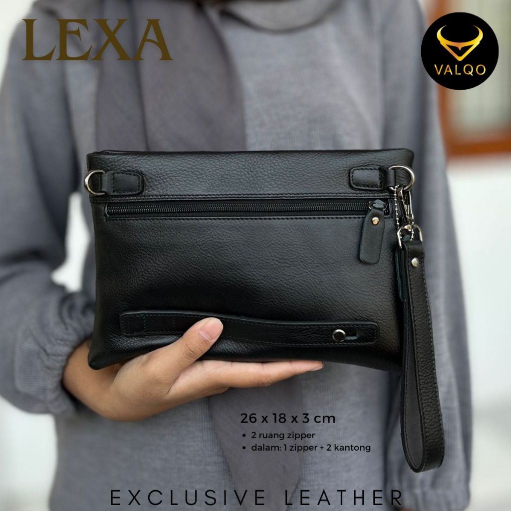 promo valqo lexa clutch kulit sapi motif batik pouch kulit handbag wanita pria tas tangan