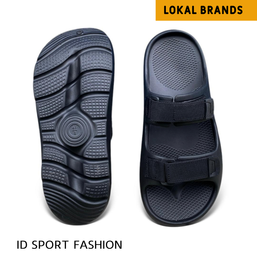 Lokal Brand Sandal Gemoy Hits 2 Strap Sendal Karet Model Ando Slop Cowok Kekinian Original Sandal Se