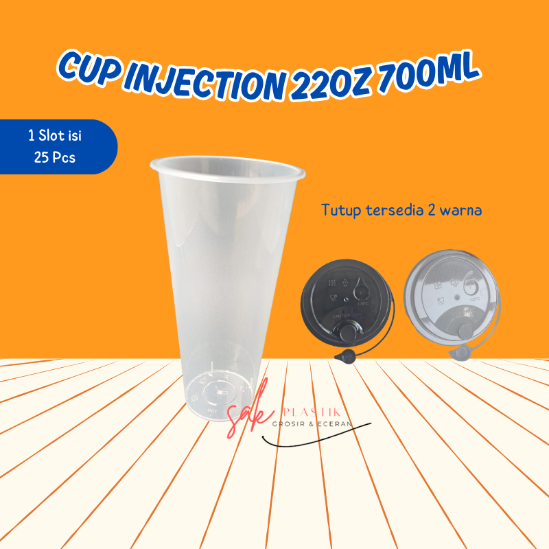 PP Cup Injection 700ml 24oz Isi 25 Pcs l Gelas Plastik Boba Cheese Tea 24 Oz 700 ml