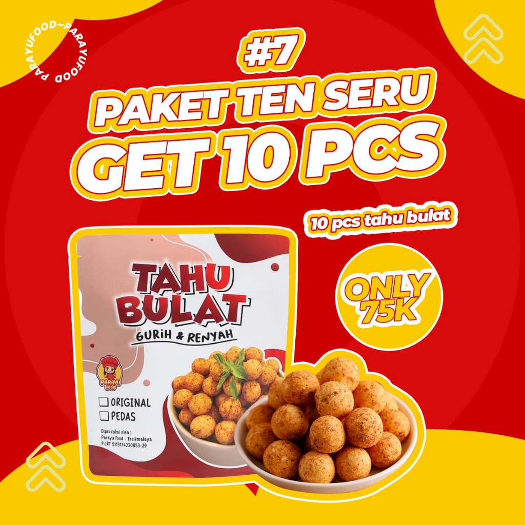 

Parayu Food - Paket 10 PCS Tahu Bulat Cripsy Gurih dan Renyah 50 Gram