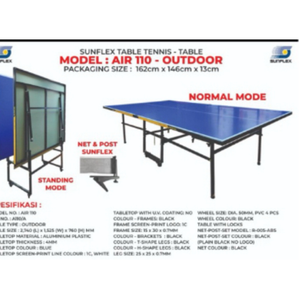 Meja Pingpong Tenis Meja SUNFLEX OUTDOOR ORIGINAL