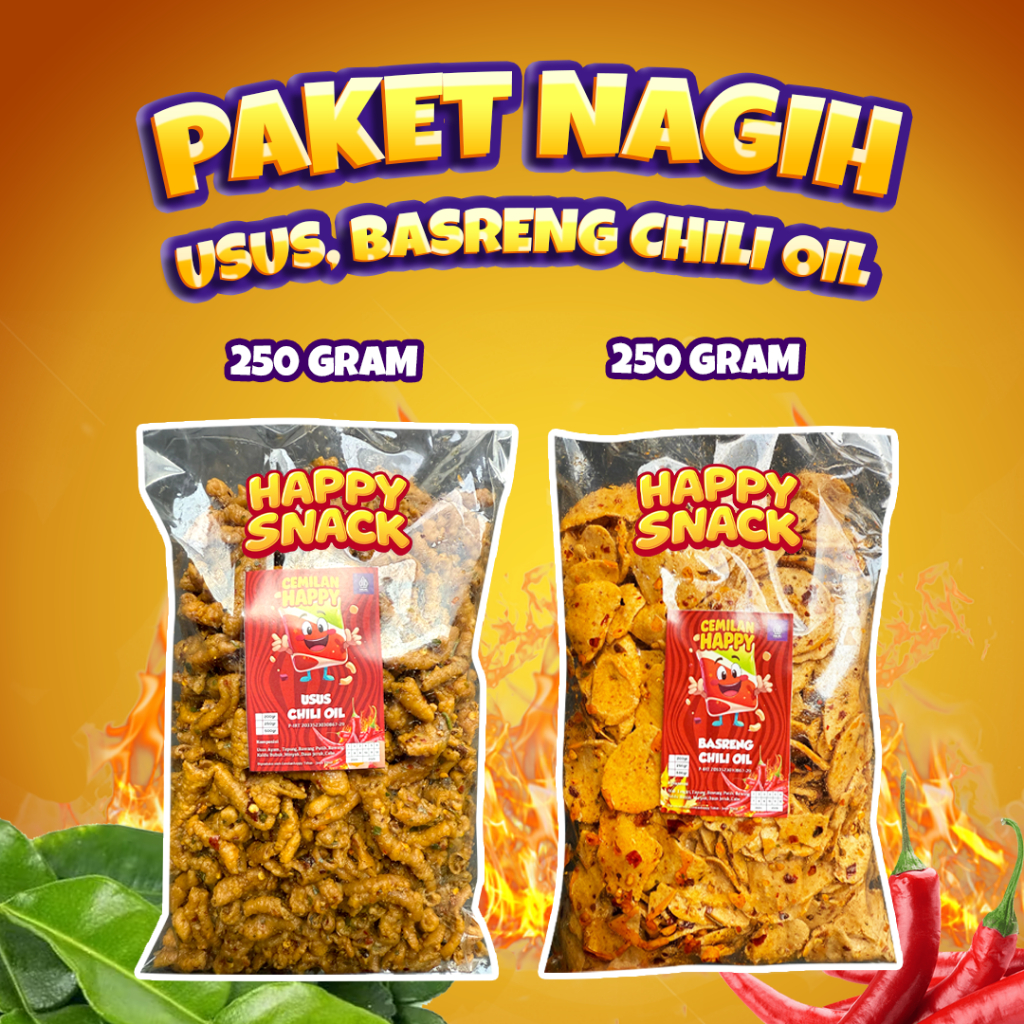 

PAKET NAGIH 2PCS Cemilan happy 200gr 250gr 500gr cemilan asin gurih renyah pedas
