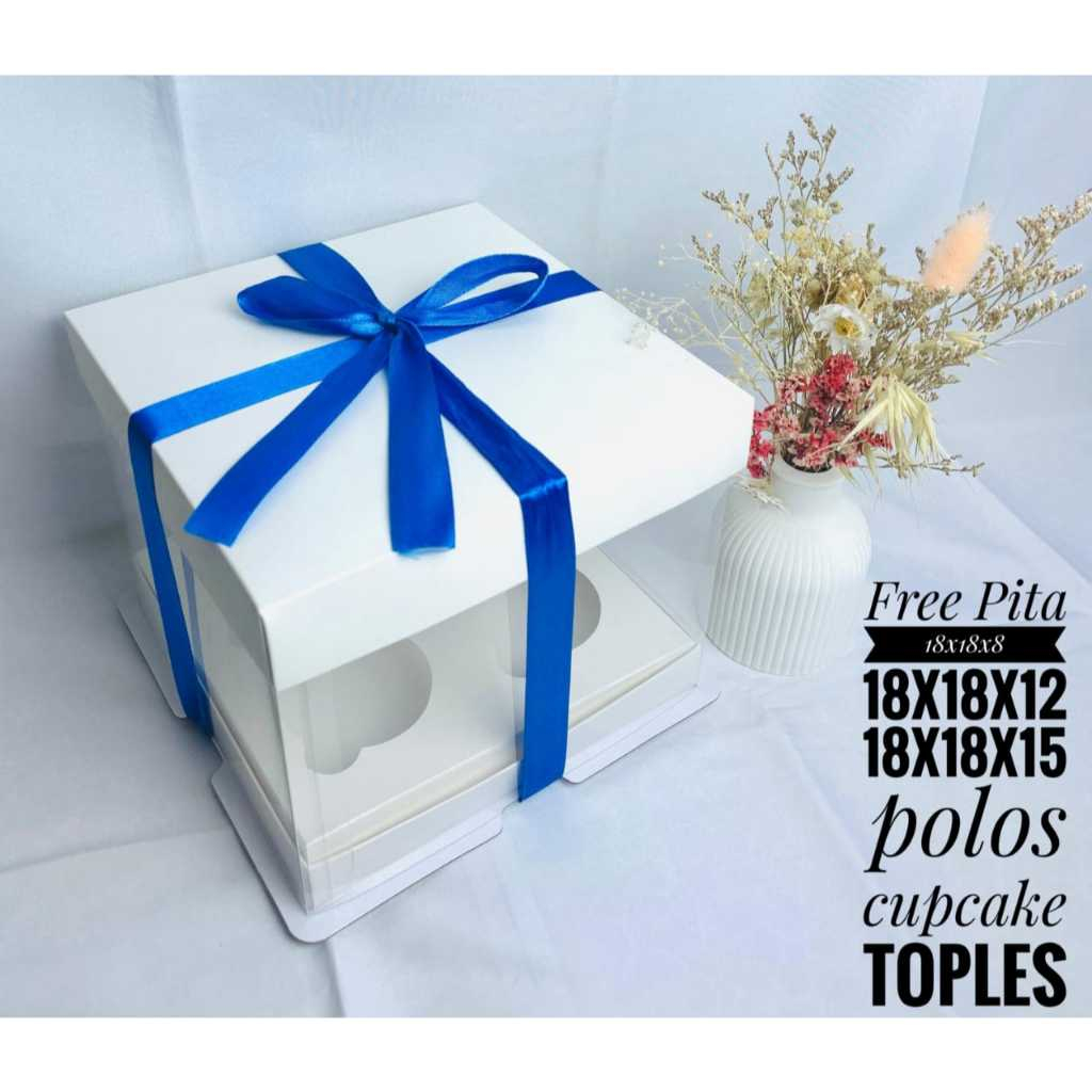 

Kotak Kue Box Mika Cake Box 18x18 cm TUTUP WARNA Box Puding Cupcake Toples Kotak Kado gift box